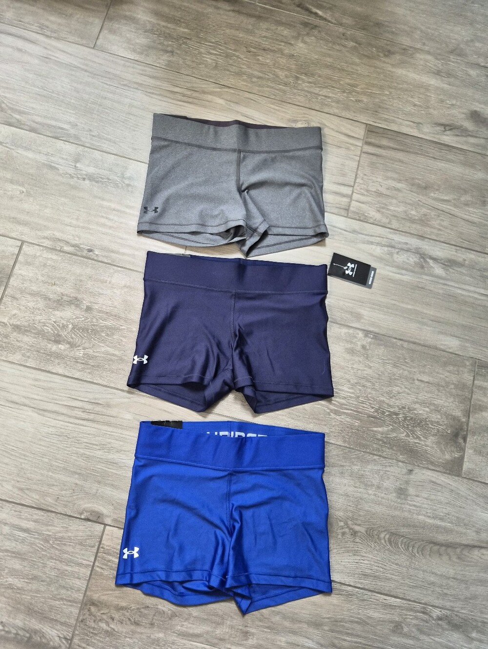 NWT Under Armour Women's Athletic Shorts Trio - Gray, Navy, Royal Blue